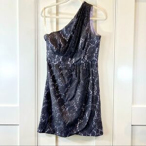 Shoshanna Anthro Dress Mini One Shoulder Lace Lavender Purple Size 6